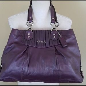Coach Ashley Purple Plum Leather Satchel Purse
